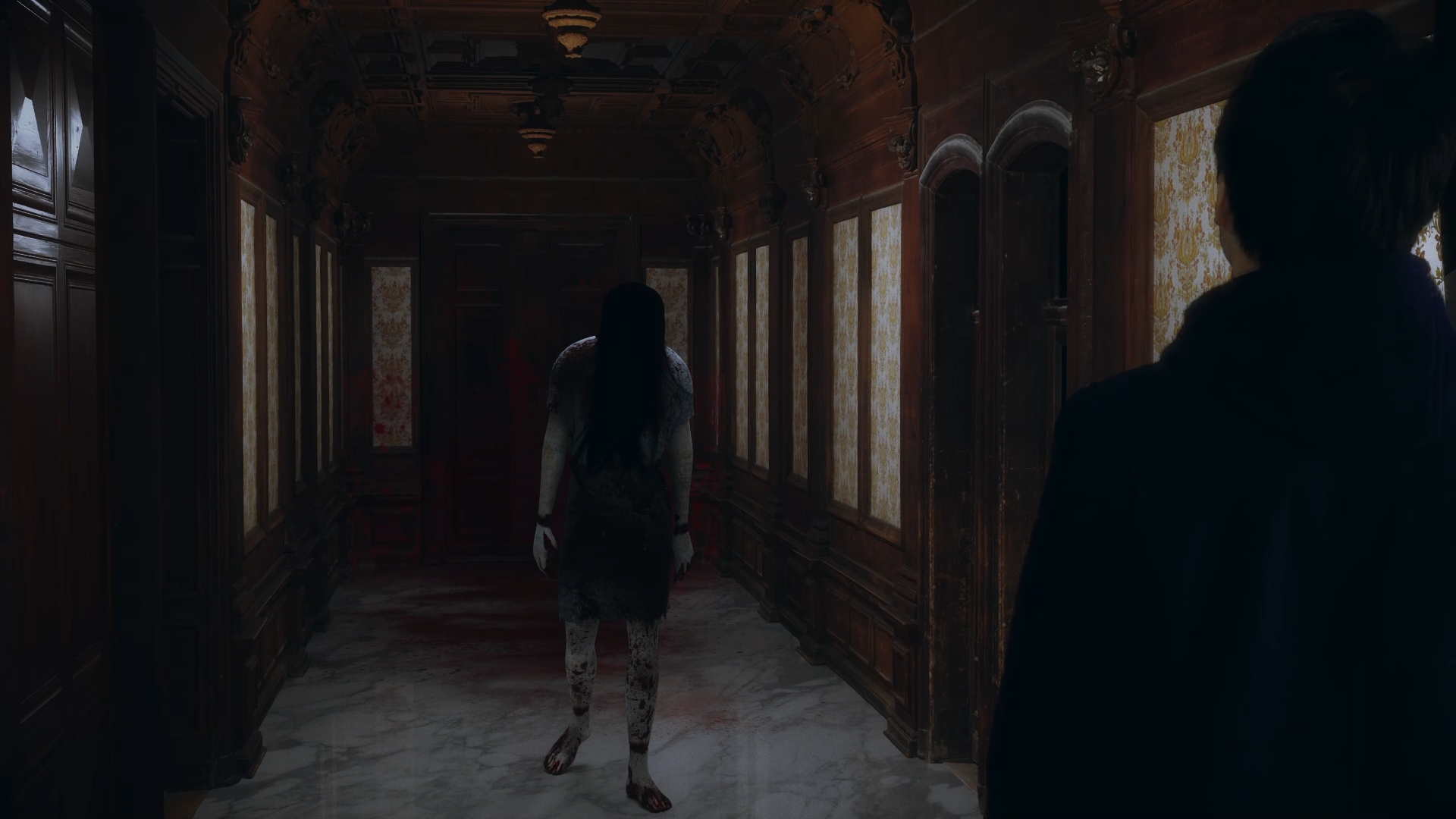 A bright pink sheet of paper used to wrap flowers curves in front of rich blue background